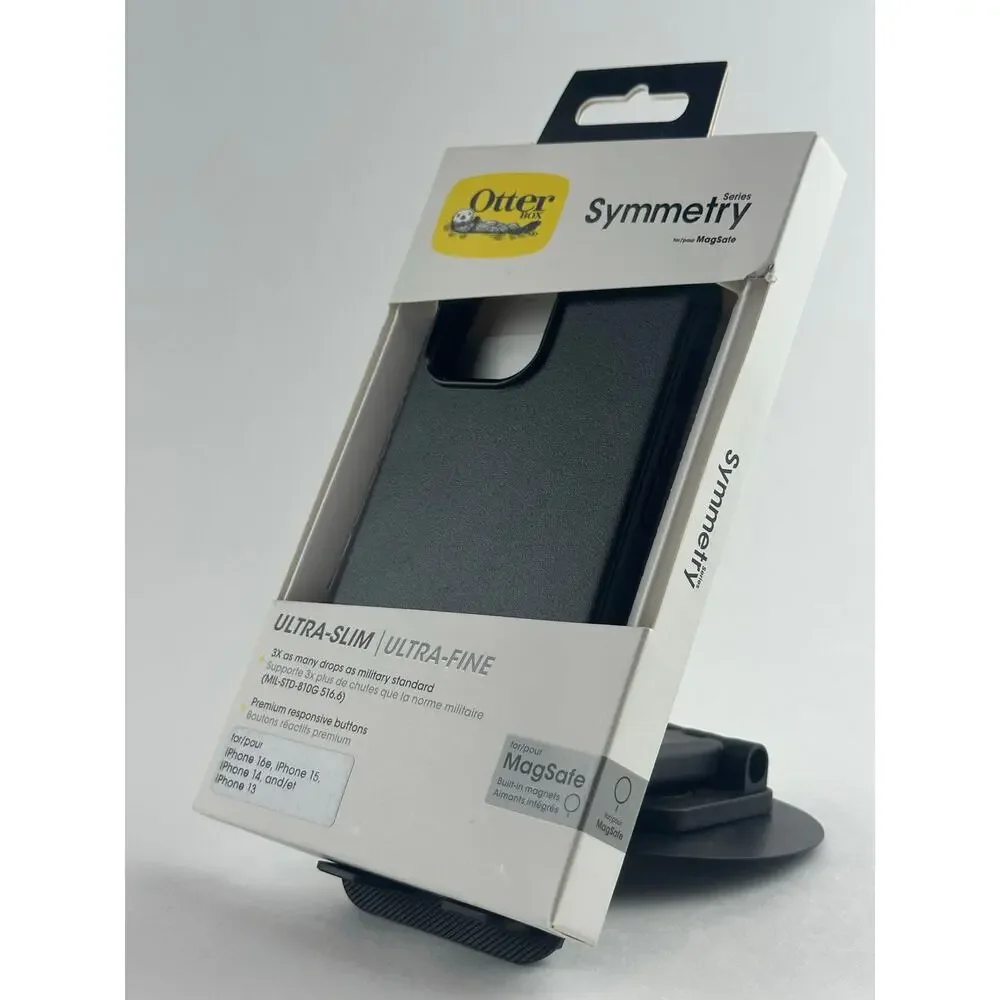 OtterBox Symmetry Series iPhone 16e/15/14/13 Black Ultra-Slim MagSafe Case NWT